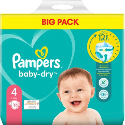 Pampers Baby Dry Maat 4 9-14 Kg 70 Luiers