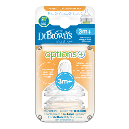 Dr. Brown’s - Options+ Anti-colic | Speen fase 2 Brede halsfles