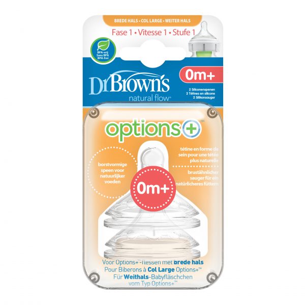 Dr. Brown’s - Options+ Anti-colic | Speen fase 1 Brede halsfles