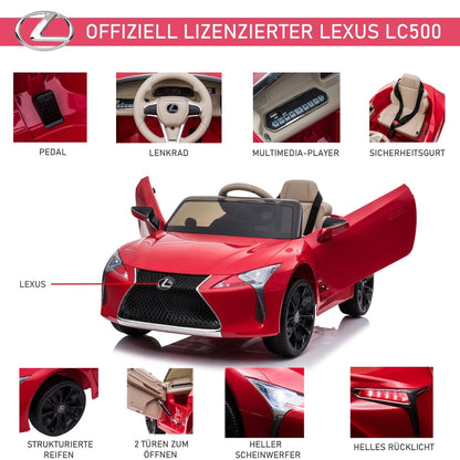 Lexus LC500 - kinderauto van Lexus kinderauto voor 3-6 jaar elektrische auto met MP3-muziek rood 106 x 43 x 44 cm