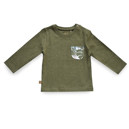 Frogs & Dogs - t-shirt pocket LS - Khaki Melange