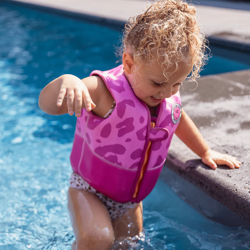 Swim Essentials - Zwemvest Roze Panterprint 2-3 jaar