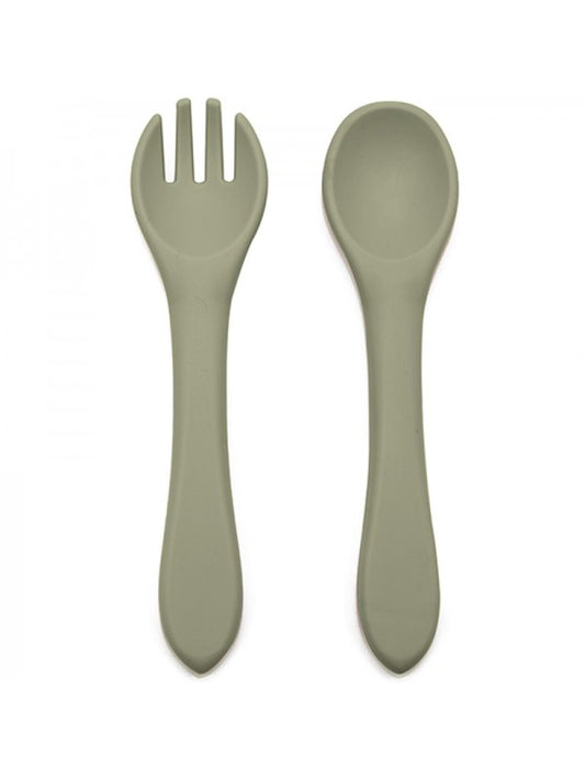 TRYCO - SILICONE - SPOON & FORK - OLIVE GRAY