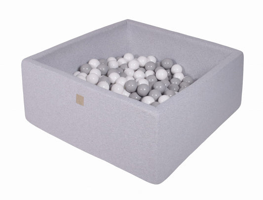 Vierkante Ballenbak incl. 400 ballen - 110x110x40 cm - Licht Grijs - Grijs, Wit