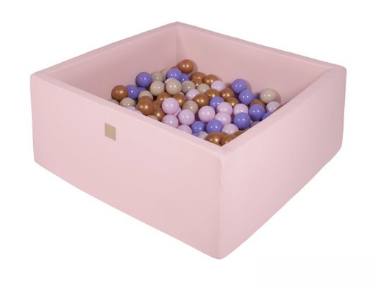 Vierkante Ballenbak incl. 400 ballen - 110x110x40 cm - Roze - Goud, Beige, Pastel Roze, Paars