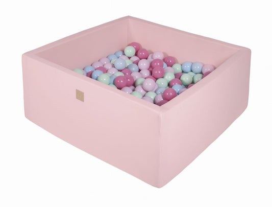 Vierkante Ballenbak incl. 400 ballen - 110x110x40 cm - Roze - Mint, Baby Blauw, Licht Roze, Pastel Roze