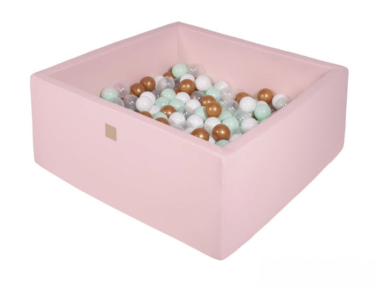 Vierkante Ballenbak incl. 400 ballen - 110x110x40 cm - Roze - Wit, Goud, Transparant, Mint