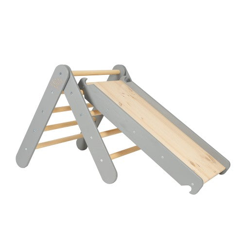 MeowBaby® Ladder 60x61cm, Slide-Climbing wall 2in1, Children's set, Wooden, Grey
