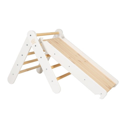 MeowBaby® Ladder 60x61cm, Slide-Climbing wall 2in1, Children's set, Wooden, White