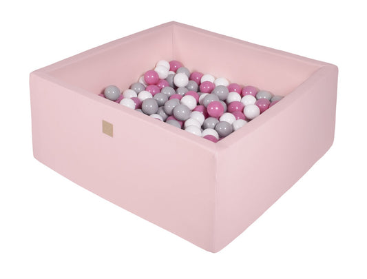 Vierkante Ballenbak incl. 200 ballen - 90x90x40 cm - Roze - Grijs, Wit, Donker Roze
