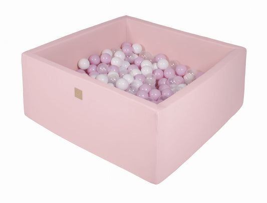 Vierkante Ballenbak incl. 200 ballen - 90x90x40 cm - Roze - Wit, Pastel Roze, Transparant