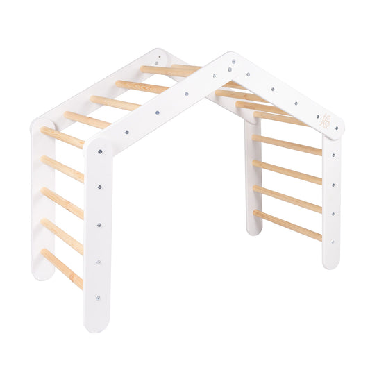 MeowBaby® Wooden Large Pikler 112x61x94 for Children Climbing Triangle for Kids, White