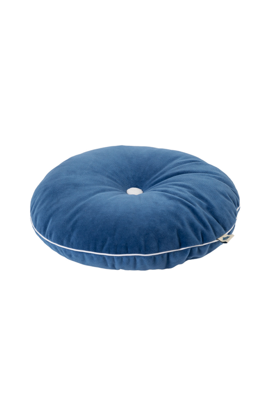 Button Cushion Deep blue / White